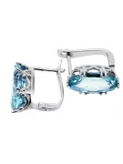 Vintage craft Earrings Aquamarine Sterling silver 925 vec021s